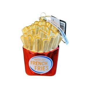 New with Tags Robert Stanley Blown Glass French Fries Ornament 4.75" Tall